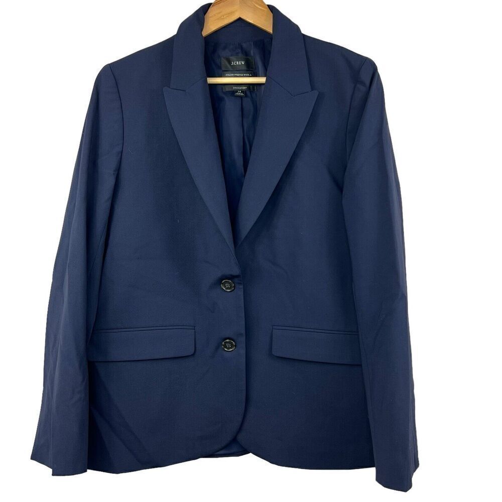 J Crew Navy Blue Tollegno 1900 Sommerset Italian Stretch Wool Blazer Jacket 14